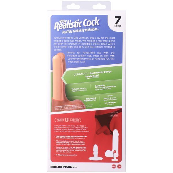 Фалоімітатор Doc Johnson The Realistic Cock ULTRASKYN - 7 Inch with Balls Chocolate SX4467 фото