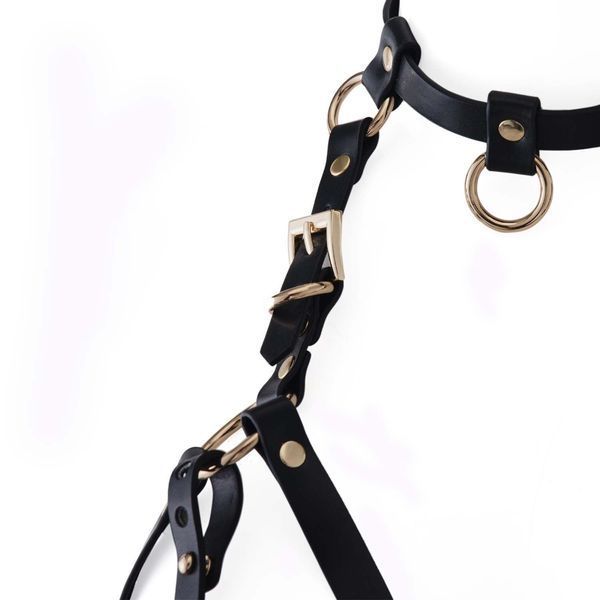 Портупея на грудь LOCKINK SEVANDA Queen Chest Harness with Removable Bra, чорна, зі знімними пестис SX0873 фото