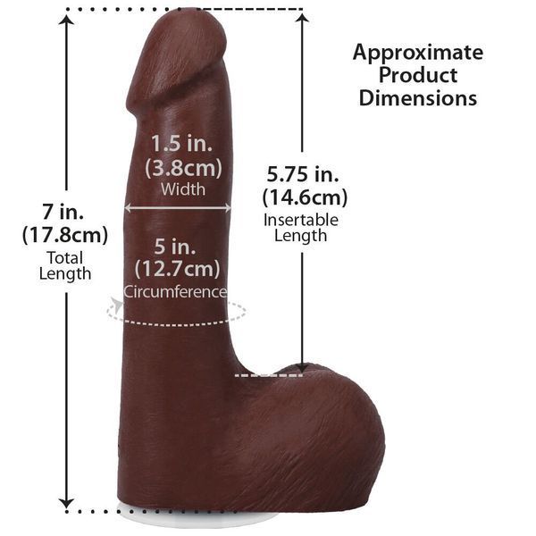 Фалоімітатор Doc Johnson The Realistic Cock ULTRASKYN - 7 Inch with Balls Chocolate SX4467 фото