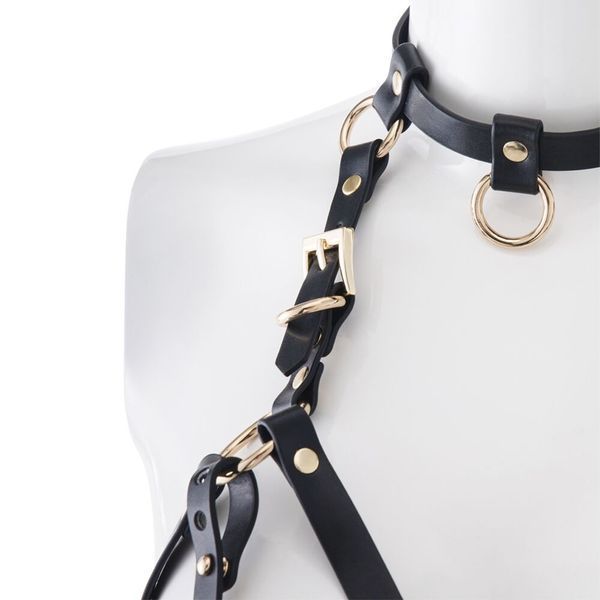 Портупея на грудь LOCKINK SEVANDA Queen Chest Harness with Removable Bra, чорна, зі знімними пестис SX0873 фото