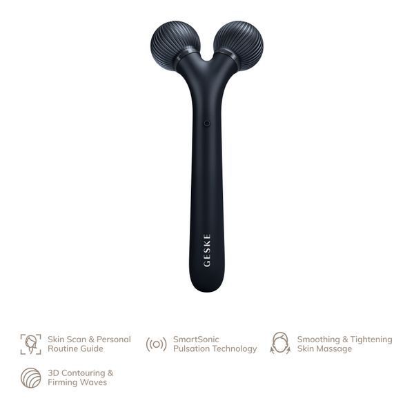 Електронний ультразвуковий ролик для обличчя GESKE Sonic Facial Roller 4в1 black HB0179 фото