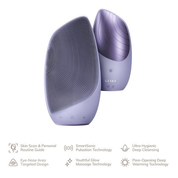 Електронна звукова термо щітка для обличчя GESKE Sonic Thermo Facial Brush 6в1 purple HB0079 фото