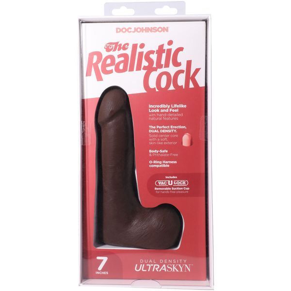 Фалоімітатор Doc Johnson The Realistic Cock ULTRASKYN - 7 Inch with Balls Chocolate SX4467 фото