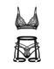 Комплект Obsessive Blomentis 3-pcs set, XS/S, м&rsquo;який ліф, стрінги зі стрепами, пояс із гартерами SX1033 фото 3