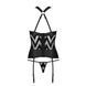Сітчастий комплект з візерунком Passion HIMA CORSET L/XL black корсет з халтером, підв'язки, трусики SO5349 фото 6