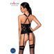 Сітчастий комплект з візерунком Passion HIMA CORSET L/XL black корсет з халтером, підв'язки, трусики SO5349 фото 2