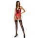 Корсет з пажами для панчіх Passion PEONIA CORSET XXL/XXXL red стрінги SO8465 фото 3