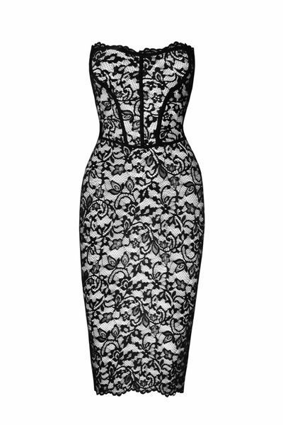 Сукня Noir Handmade F301 Catalyst, 3XL, black, міді, мереживо, відкриті плечі, шнурівка на спині SX0248 фото