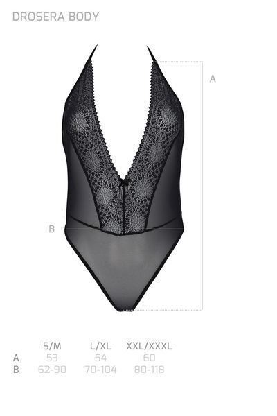 Боді Passion DROSERA BODY black, L/XL, високі вирізи, верх на зав&rsquo;язках SX0470 фото