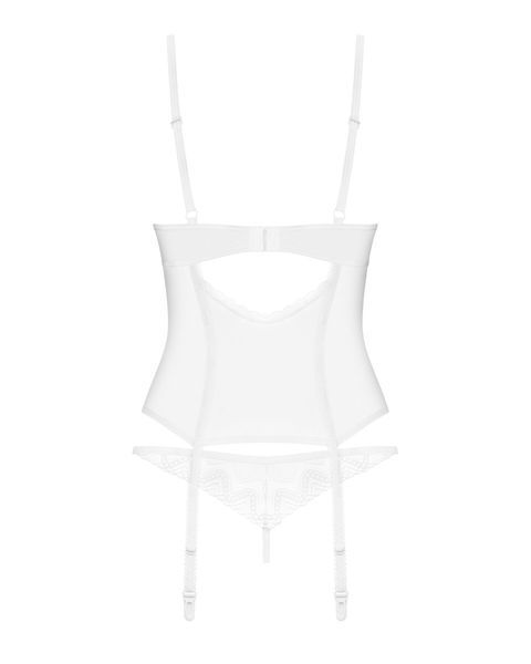 Корсет Obsessive Alissium corset & thong, M/L, гнучкі кісточки, відкрита спина, стрінги в комплекті SX0601 фото