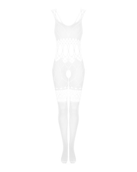 Сітчастий бодістокінг з імітацією топа та шортів Obsessive Bodystocking G330 S/M/L, white, з доступо SO7695 фото