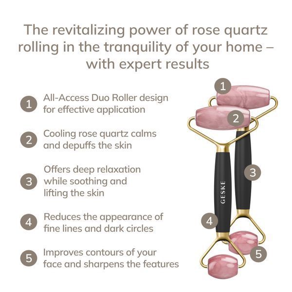 Ролер-масажер для обличчя та тіла з рожевим кварцом GESKE SmartAppGuided Rose Quartz Face & Body Roller 5in1 gray HB0655 фото