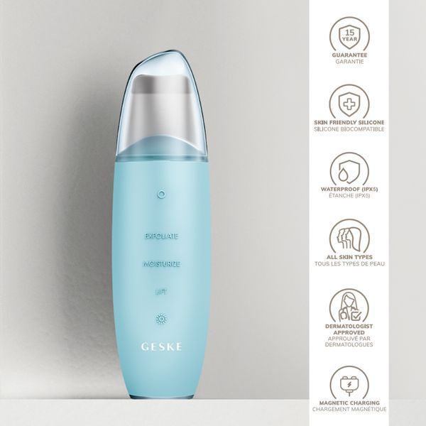 Мікрострумовий скрабер для шкіри та усунення чорних точок GESKE MicroCurrent Skin Scrubber&Blackhead Remover 9в1 turquoise HB0147 фото