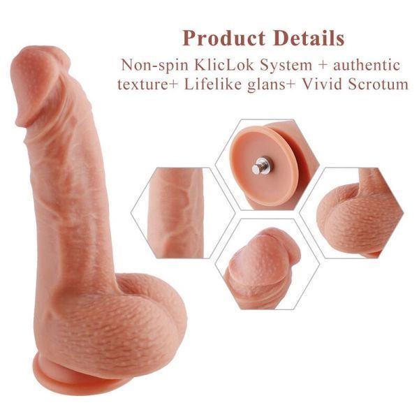 Ультрареалістичний фалоімітатор для секс-машин Hismith 8.3&Prime; 2-layers Silicone Flesh Dildo, 2-шаровий SO6204 фото