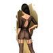 Бодістокінг Penthouse High stakes XL Black, мінісукня, квітковий декор, глибоке декольте, панчохи SO6466 фото 2