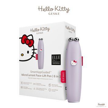 Мікрострумова ручка для підтяжки шкіри обличчя GESKE MicroCurrent Face-Lift Pen 6в1 by Hello Kitty purple HB0250 фото