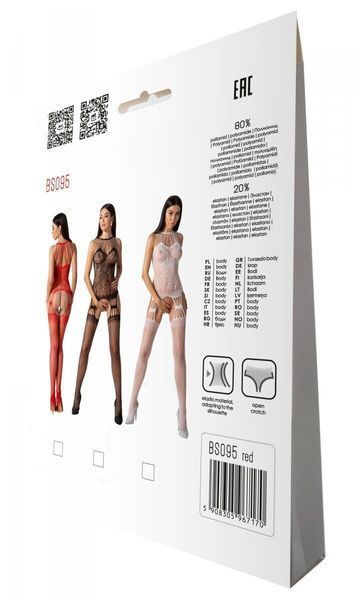 Бодістокінг з безліччю бретелей Passion BS095 One Size, red, імітація пояса та панчіх, з доступом SO8927 фото
