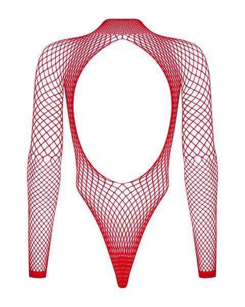Сітчастий бодістокінг із довгим рукавом Obsessive B126 teddy red S/M/L, червоний SO7211 фото