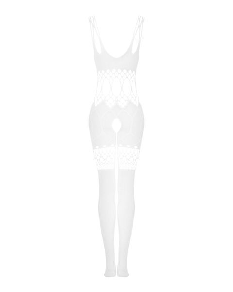 Сітчастий бодістокінг з імітацією топа та шортів Obsessive Bodystocking G330 XL/XXL, white, з доступом SO7696 фото