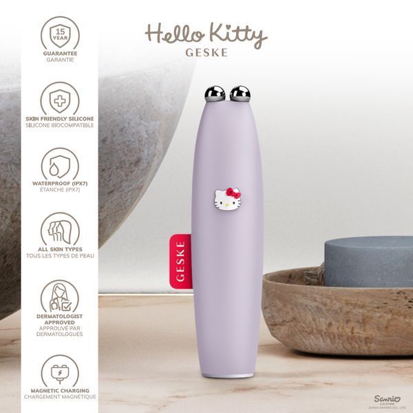 Мікрострумова ручка для підтяжки шкіри обличчя GESKE MicroCurrent Face-Lift Pen 6в1 by Hello Kitty purple HB0250 фото