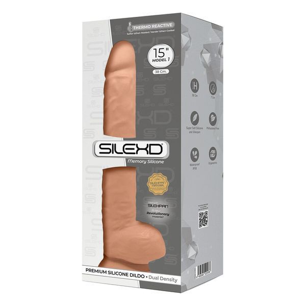 Фалоімітатор SilexD Kingston Flesh (MODEL 15in), двошаровий, силікон+Silexpan, діаметр 7 см SO6029 фото