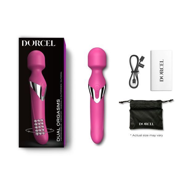 Вібромасажер 2в1 Dorcel Dual Orgasms Magenta класичний масажер і вібратор з перлинним масажем SO3090 фото