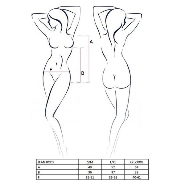 Боді монокіні під латекс Passion JEAN BODY L/XL, black EL11901 фото