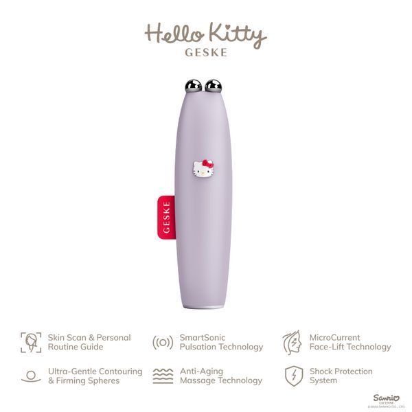 Мікрострумова ручка для підтяжки шкіри обличчя GESKE MicroCurrent Face-Lift Pen 6в1 by Hello Kitty purple HB0250 фото