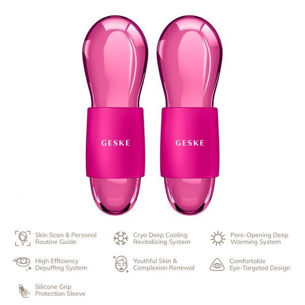 Подвійний масажер для очей GESKE Cool&Warm Duo Eye Massager 7в1 magenta HB0322 фото