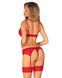 Комплект Obsessive Ingridia 3-pcs set XL/2XL, червоний, бюстгальтер, стрінги, пояс SO9035 фото 2