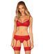 Комплект Obsessive Ingridia 3-pcs set XL/2XL, червоний, бюстгальтер, стрінги, пояс SO9035 фото 1