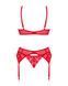 Комплект Obsessive Ingridia 3-pcs set XL/2XL, червоний, бюстгальтер, стрінги, пояс SO9035 фото 4