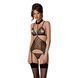 Корсет з відкритими грудьми Passion DOMINICA CORSET S/M black, пажі для панчіх, стрінги SO8434 фото 1