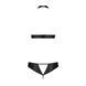 Комплект із екошкіри Passion MALWIA SET with Open Bra 6XL/7XL black, топ та трусики з люверсами SO7101 фото 4