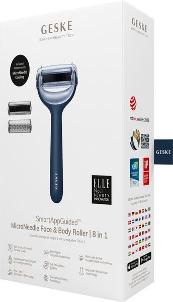 Електронний ролер для обличчя та тіла з мікроголками GESKE MicroNeedle Face&Body Roller 8в1 midnight HB0199 фото