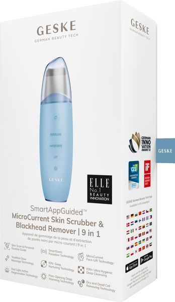 Мікрострумовий скрабер для шкіри та усунення чорних точок GESKE MicroCurrent Skin Scrubber&Blackhead Remover 9в1 aquamarine HB0149 фото