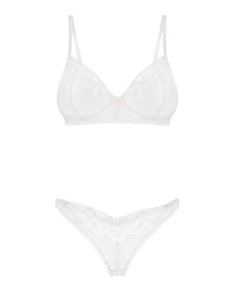 Комплект Obsessive Alissium 2-pcs set, XS/S, мереживо, ліф з м&rsquo;якою чашкою, трусики танга SX0603 фото