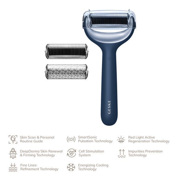 Електронний ролер для обличчя та тіла з мікроголками GESKE MicroNeedle Face&Body Roller 8в1 midnight HB0199 фото