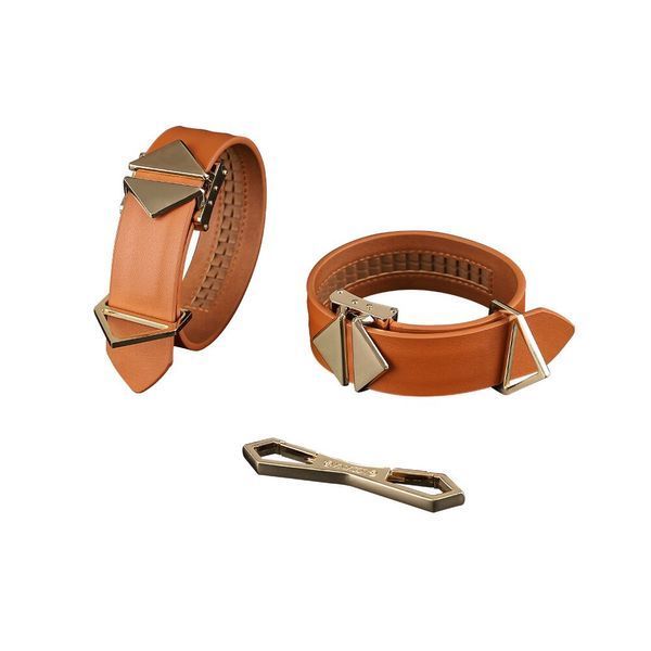 Фіксатори для рук та ніг LOCKINK Wristcuffs/Anklecuffs, коричневі, натуральна шкіра SX0836 фото