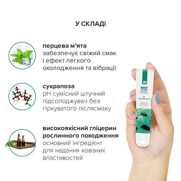 Гель для клітора JO &mdash; Mint Chip Chill (10 мл), можна для поцілунків, вібрація з охолодженням SO2995 фото
