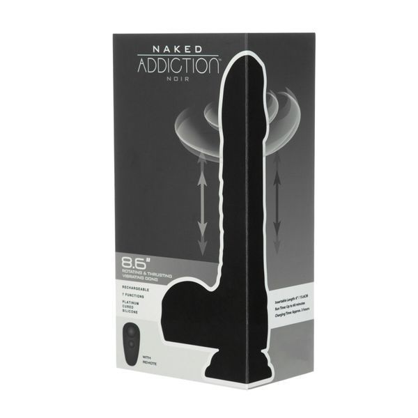 Вібро-фалоімітатор з ротацією та пульсацією Naked Addiction 8.6&Prime; Noir, з пультом ДК SO8907 фото