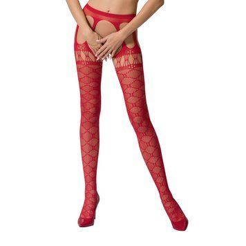 Еротичні колготки-бодістокінги Passion S025 One Size, Red, імітація ажурних панчішок з пояском PSS025R фото