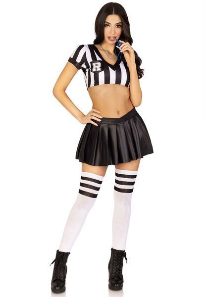 Костюм рефері Leg Avenue Time Out Referee XS, кроп-топ спідниця, свисток SO9190 фото