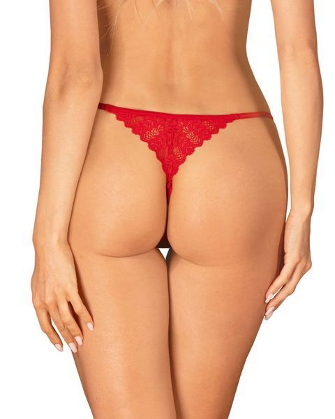 Трусики з доступом Obsessive Ingridia crotchless thong XS/S, червоні SO9043 фото