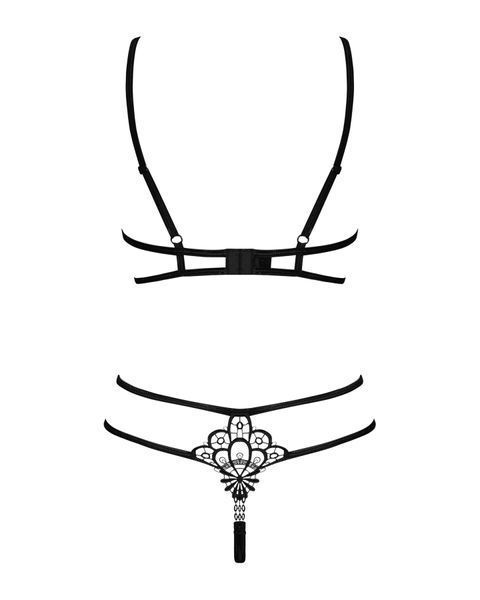 Еротичний комплект зі стреп Obsessive Badossa 2-pcs set S/M, чорний, з доступом SO7217 фото