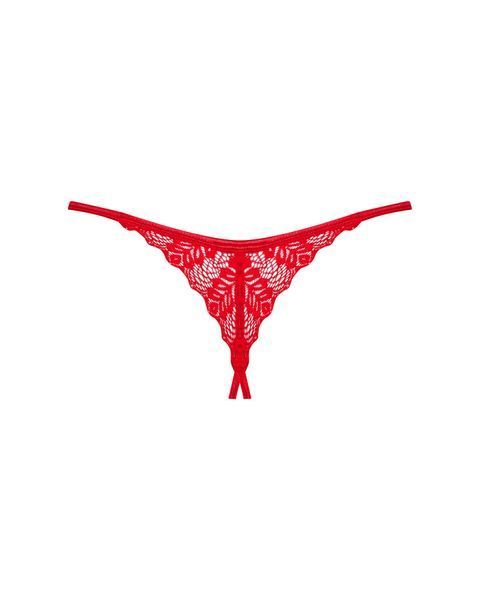 Трусики з доступом Obsessive Ingridia crotchless thong XS/S, червоні SO9043 фото
