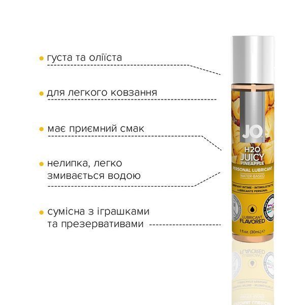 Змазка на водній основі JO H2O &mdash; Juicy Pineapple (30 мл) без цукру, рослинний гліцерин SO1473 фото