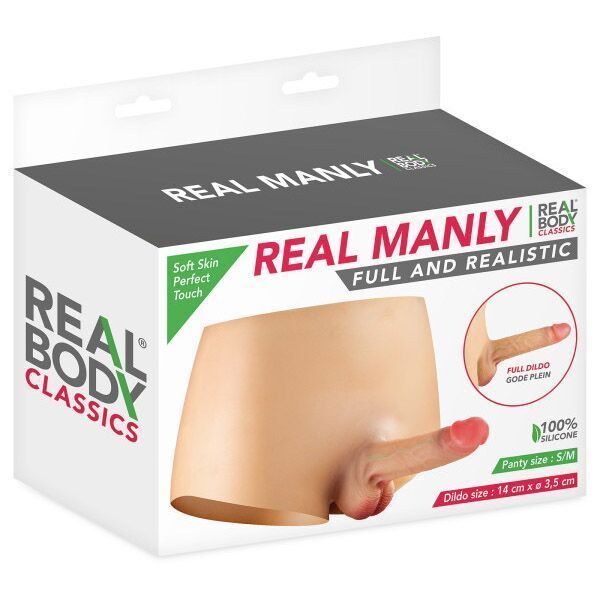 Силіконові трусики з фалоімітатором Real Body Real Manly, S/M, суцільна конструкція, для неї SO9954 фото