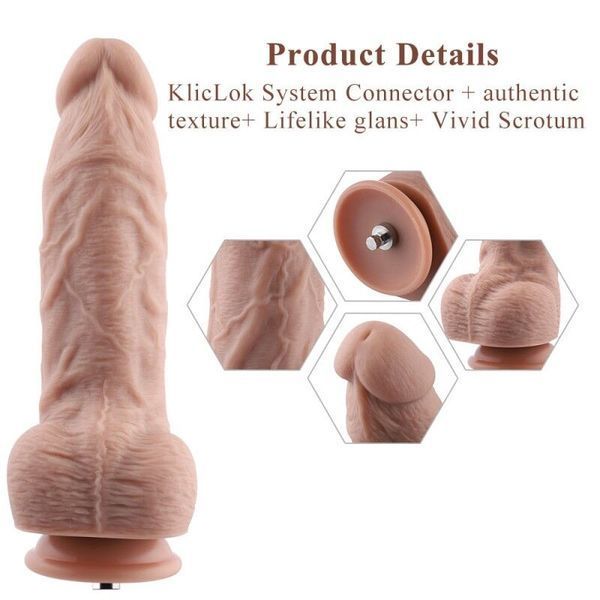 Гнучкий фалоімітатор для секс-машин Hismith 9.25&Prime; Silicone Dildo, система KlicLok SO6207 фото