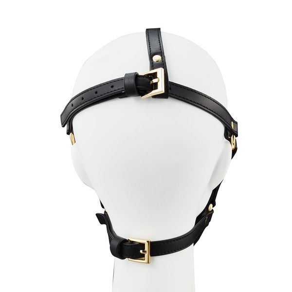 Маска-збруя для мінету LOCKINK SEVANDA Blowjob Head Harness, чорна, з м&rsquo;якою вставкою у вигляді губ SX0911 фото